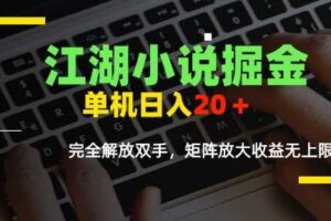 江湖小说掘金，单机日入10-20+，全自动软件操作，完全解放双手，矩阵放大收益无上限-麦资源网