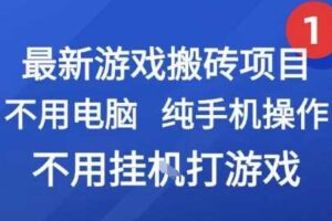 最新游戏搬砖项目，纯手机操作，不用电脑挂G打游戏，网创副业兼职【揭秘】-麦资源网