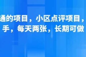 新跑通的项目,小区点评项目,动动手,每天两张,长期可做-麦资源网