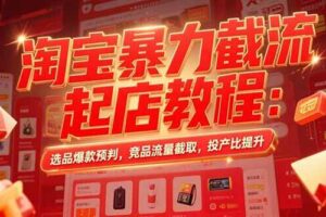 （15468期）淘宝暴力截流起店教程：选品爆款预判，竞品流量截取，投产比提升-麦资源网