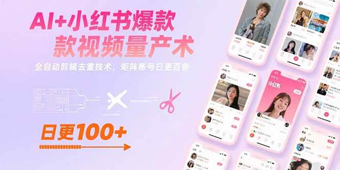 图片[1]-（15542期）AI+小红书爆款视频量产术：全自动剪辑去重技术，矩阵账号日更百条