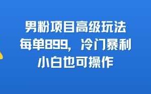 男粉项目高级玩法,每单899,冷门暴利,小白也可操作-麦资源网
