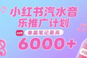 汽水音乐推广计划，无门槛，0粉丝可做，通过小红书发布笔记，单篇笔记最高收益6k+-麦资源网