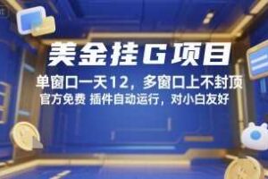 美金挂G项目，单窗口一天12，多窗口上不封顶，官方免费插件自动运行，对小白友好【揭秘】-麦资源网