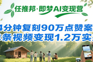 任推邦·即梦AI变现营，34分钟复刻90万点赞案例，单条视频变现1.2万实操-麦资源网