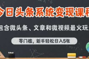 今日头条AI玩法系统课程，最新前沿变现玩法拆解，零门槛，新手轻松日入5张-麦资源网