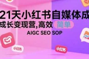 21天小红书自媒体成长变现营，高效 简单 AIGC SEO SOP-麦资源网