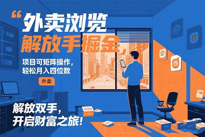 图片[1]-（15440期）外卖浏览掘金项目 可矩阵操作 轻松日入500+