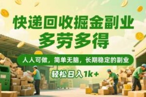 快递回收掘金副业，多劳多得，人人可做，简单无脑，长期稳定的副业，轻松日入1k+【揭秘】-麦资源网