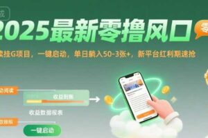 2025最新零撸风口，阅读挂G项目，一键启动，单日躺入 50-3张+，新平台红利期速抢【揭秘】-麦资源网