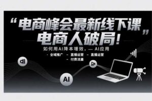 电商峰会最新线下课，电商人破局，如何用AI降本增效，AI应用-全域推广-直播运营-付费流量-麦资源网