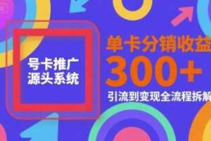 号卡推广源头系统，单卡分销收益3张+，引流到变现全流程拆解【揭秘】-麦资源网