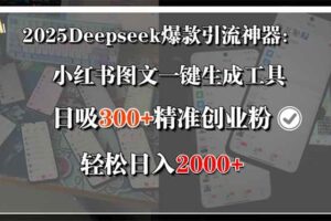 （15517期）2025Deepseek爆款引流神器：小红书图文一键生成工具，日吸300+精准创业…-麦资源网