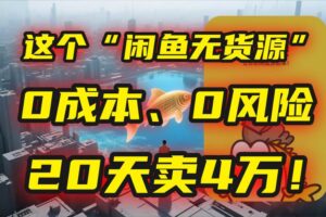 （15433期）别再瞎忙了！这个“闲鱼无货源”玩法，0成本、0风险，我20天卖4万！-麦资源网