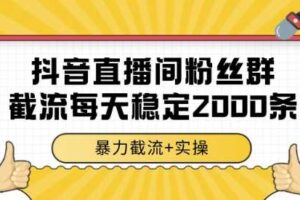 抖音直播间粉丝群截流，稳定采集数据全行业通用 2000条数据一天【揭秘】-麦资源网