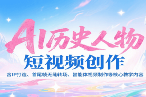 AI历史人物短视频创作，含IP打造、首尾帧无缝转场、智能体视频制作等核心教学内容-麦资源网