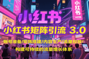 小红书矩阵引流3.0，账号准备/矩阵搭建/内容生产/流量投放/构建可持续的流量增长体系-麦资源网