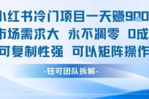 小红书冷门项目一天收益9张,市场需求大,0成本,可复制性强可以矩阵操作-麦资源网