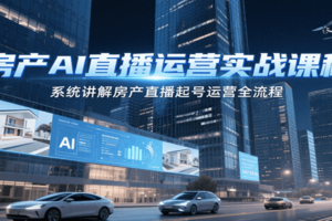 房产AI直播运营实战课程，系统讲解房产直播起号运营全流程-麦资源网