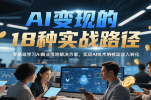 AI变现的18种实战路径，零基础学习AI商业落地解决方案，实现AI技术的被动收入转化-麦资源网