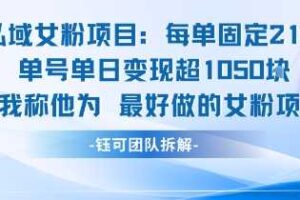 私域女粉项目：每单固定21块，单日变现超1k+，最好做的女粉项目-麦资源网