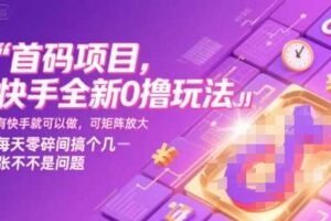 首码项目，快手全新0撸玩法，有快手就可以做，可矩阵放大，每天零碎时间搞个几张不是问题【揭秘】-麦资源网
