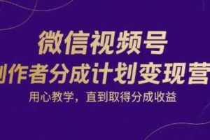微信视频号创作者分成计划变现营，用心教学，直到取得分成收益-麦资源网