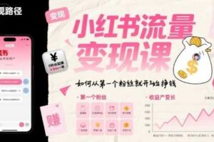 小红书流量变现课，如何从第一个粉丝就开始挣钱-麦资源网