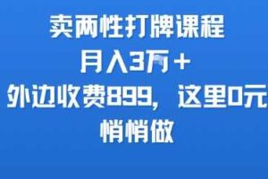 卖两性打牌课程,月入3W+外边收费899的课程,这里0元,悄悄做-麦资源网