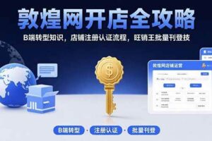 (15546期)敦煌网开店全攻略:B端转型知识,店铺注册认证流程,旺销王批量刊登技-麦资源网