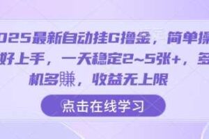 2025最新自动挂G撸金，简单操作好上手，一天稳定2~5张+，多机多賺，收益无上限【揭秘】-麦资源网