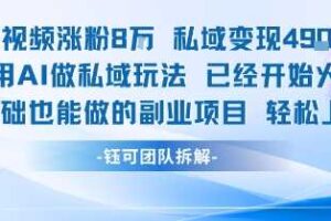 单条视频私域变现4.9k+利用AI做私域玩法 已经开始火热0基础也能做的副业项目轻松上手-麦资源网