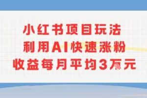 小红书商单项目新玩法，利用AI快速涨粉收益每月平均3W-麦资源网