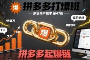 拼多多打爆班原创高阶技术第47期，拼多多起爆链-麦资源网