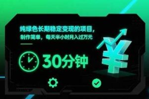 纯绿色长期稳定变现的项目，制作简单，每天半小时月入过1W-麦资源网