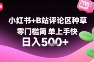 小红书+B站评论区种草,零门槛简单上手快 ,1分钟一单,只需复制粘贴评论就有钱-麦资源网