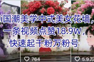 Ai国潮美学中式美女花墙，一条视频点赞18.9W，快速起千粉万粉号-麦资源网