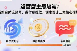 （15654期）运营型主播培训：拆解自然流起号、微付费投放、话术设计三大核心模块-8月-麦资源网