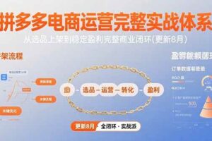 （15579期）拼多多电商运营完整实战体系，从选品上架到稳定盈利完整商业闭环(更新8月)-麦资源网