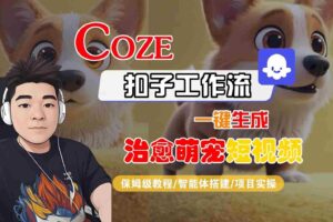 COZE扣子工作流一键生成治愈萌究短视频，保姆级教程-智能体搭建-项目实操-麦资源网