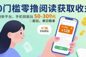0门槛零撸阅读获取收益：最新平台，手机就能玩，单日稳拿 50-3张 【揭秘】-麦资源网