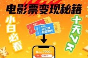 小白必看！卖电影票项目，零投入无门槛谁都能做，十天到手 7k，照做就行【揭秘】-麦资源网