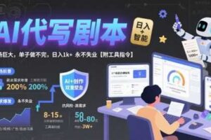 AI代写剧本，市场巨大，单子做不完，日入1k+ 永不失业【附工具指令】-麦资源网