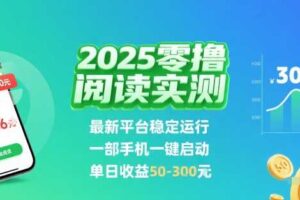 2025实测零撸阅读挂G：最新平台稳定运行，一部手机一键启动，单日收益 50-3张 【揭秘】-麦资源网