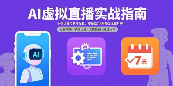 图片[1]-（15835期）AI虚拟直播实战指南，手机设备与软件配置，零基础7天开播全流程拆解