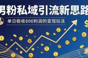 男粉私域引流新思路，单日稳收8张利润的变现玩法-麦资源网