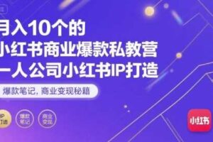 月入10个的小红书商业爆款私教营，一人公司小红书IP打造，爆款笔记，商业变现秘籍-麦资源网