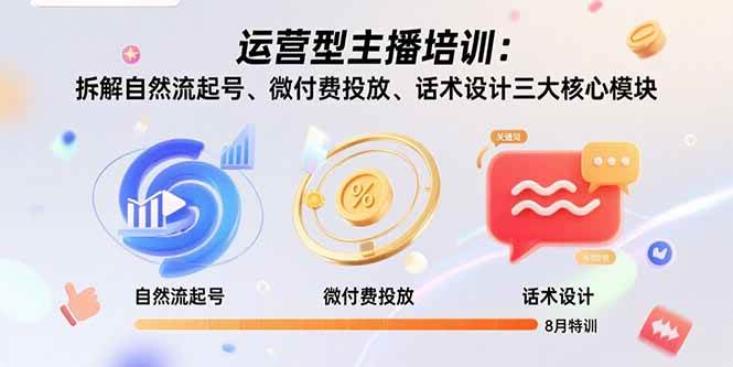 图片[1]-（15654期）运营型主播培训：拆解自然流起号、微付费投放、话术设计三大核心模块-8月