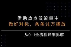 借力热点，乘顺风车玩流量主，条条过万播放， 每月收益5k+，从0-1全流程详细拆解-麦资源网