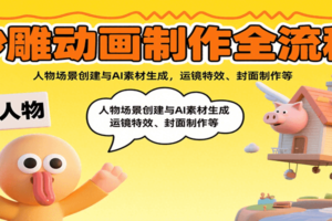 沙雕动画制作全流程：人物场景创建与AI素材生成，运镜特效、封面制作等-麦资源网